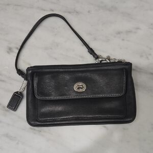 Coach Black Leather Wristlet